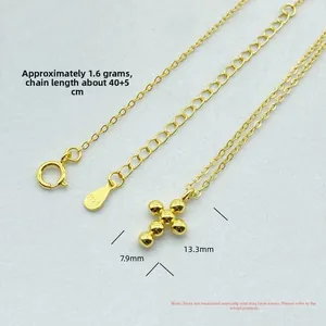 Detail view of 925 sterling silver cross necklace with S925 hallmark and dimensions