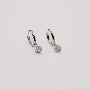 Boucles d'oreilles créoles en argent S925 avec pendentif zircone cubique pour femmes