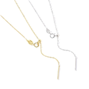 S925 sterling silver adjustable needle box chain necklace in gold and silver finish
