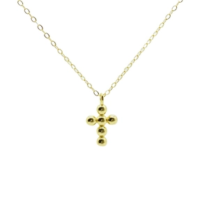 Minimalist 925 sterling silver cross necklace with gold plating and beaded pendant design