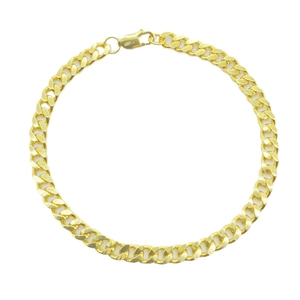 Bracelet gourmette plaqué or épais avec fermoir mousqueton sur fond blanc neutre