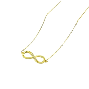 Collana minimalista in argento 925 con ciondolo infinito dorato e zirconi lucidi