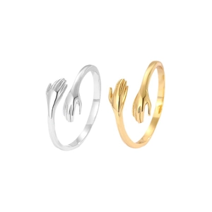 S925 sterling silver hug rings for couples in gold and silver finish with open design
