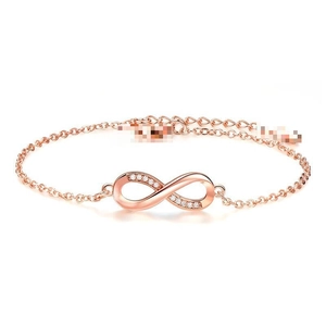 925 Sterling Silver Infinity Bracelet For Women Inlaid Zirconia Adjustable Fashion Hand Jewelry Anniversary Birthday Gift