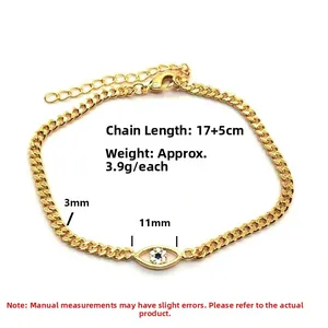 Détail du bracelet œil protecteur doré de 17+5 cm avec un pendentif marquise de 11 mm