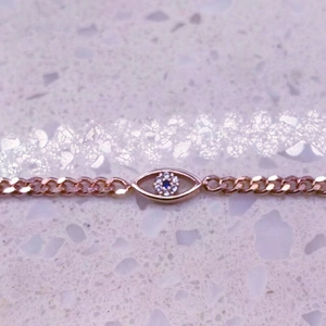S925 Argent Sterling Zirconia Œil du Mal Bracelet pour Femmes Hommes Gourmette Or Argent Or Rose Plaqué Bijoux Cadeau
