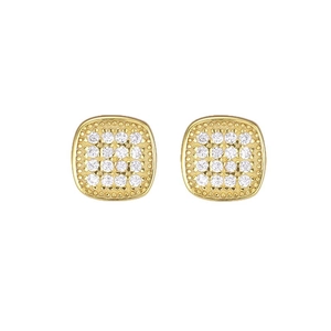 Elegant 925 sterling silver square stud earrings with pave-set cubic zirconia stones