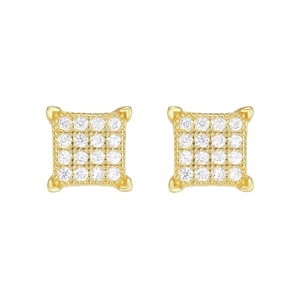 Elegant s925 silver gold plated square stud earrings with pave set sparkling crystals