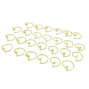 Minimalist S925 sterling silver gold alphabet rings set with zircon and open design