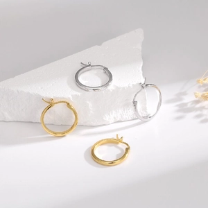 Créoles En Argent Sterling 925 Minimalistes Polies Géométriques Rondes Bijoux De Mode Légers Pour Femmes Quotidien