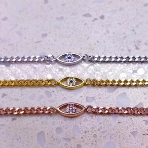 Bracelets œil porte-bonheur en argent S925 avec zirconiums en argent, or et or rose