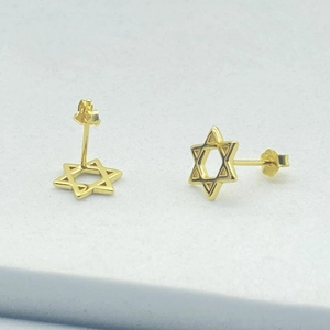 Minimalist s925 sterling silver hollow star stud earrings in elegant gold finish