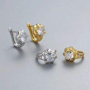 Parure élégante en argent 925 avec motifs floraux et pierres en zircone cubique