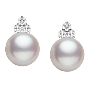 Elegant S925 sterling silver pearl earrings with sparkling stones for women