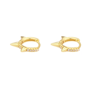 Punk style S925 silver gold hoop earrings with sharp rivets and sparkling zircon stones