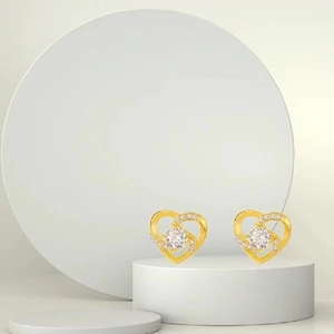 Elegant s925 silver hollow heart earrings with gold plating and sparkling zircon stones