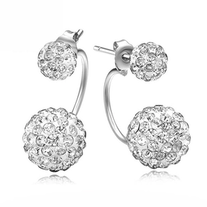 Orecchini a perno a doppia sfera in argento S925 con zirconi cubici brillanti