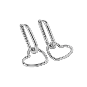 925 sterling silver heart drop earrings with minimalist hollow design and U-shaped buckles