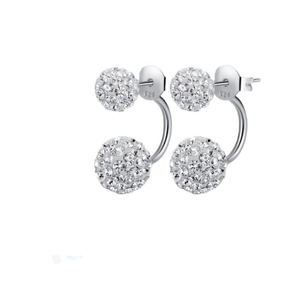 Orecchini a doppia sfera in argento S925 con cristalli scintillanti pavé per donna