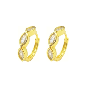 Boucles d'Oreilles Anneaux en Argent Sterling 925 avec Strass Marquise pour Femme Bijoux Huggie Géométriques Minimalistes Cadeau