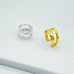 925 Sterling Silver U-Shaped Double Layer Ear Cuffs Non-Pierced Geometric Clip-On Earrings For Women Fashion Jewelry