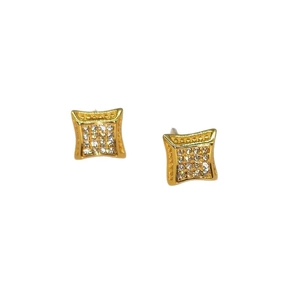 Elegant gold-plated S925 sterling silver square stud earrings with zircon crystals
