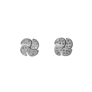Classic S925 sterling silver four-leaf clover stud earrings with sparkling pave zircon stones