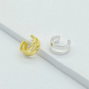 Minimalist S925 sterling silver double-layer U-shaped ear cuffs in gold and silver finish