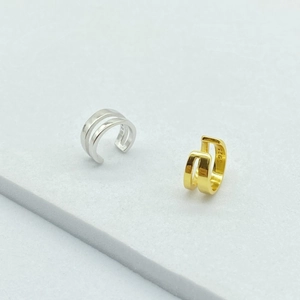 Minimalist S925 sterling silver U-shaped double-layer ear cuff set in gold and silver