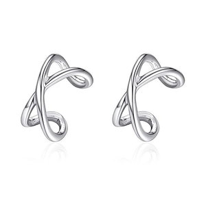 925 Sterling Silver Cross Line Ear Cuffs For Women Minimalist Non Pierced Double Layer X Shape Clip On Earrings Fashion Jewelry