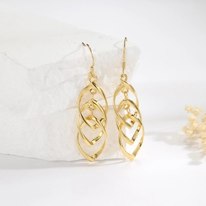 Elegant gold S925 sterling silver multilayer geometric tassel earrings for women