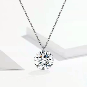 Elegant S925 sterling silver necklace with a round brilliant cut solitaire diamond pendant