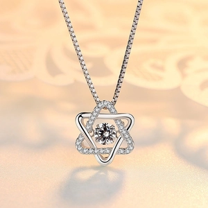Collier minimaliste en argent S925 avec pendentif étoile hexagramme et zircon brillant