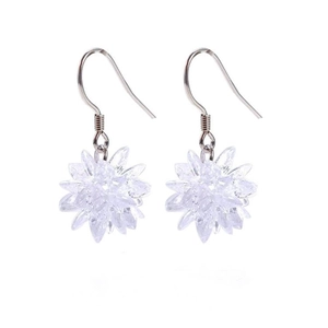 Detail view of elegant S925 sterling silver crystal snowflake drop earrings for women