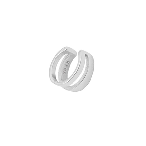 Detail of S925 sterling silver U-shaped double-layer ear cuff with hallmark engraving