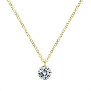 Minimalist 925 Sterling Silver Solitaire Necklace Round Rhinestone Pendant Elegant Clavicle Chain Jewelry For Women Gift