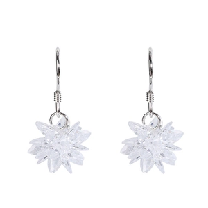 925 Sterling Silver Ice Flower Drop Earrings Elegant Rhinestone Dangle Hook Earrings Women Fashion Jewelry Gift For Her