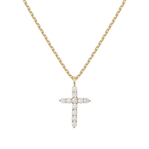 925 Sterling Silver Cross Pendant Necklace For Women Minimalist Rhinestone Pave Adjustable O-Chain Fashion Jewelry Gift
