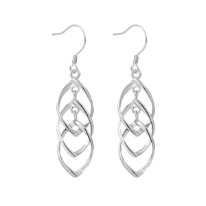 S925 sterling silver tassel drop earrings with layered wave design and hallmarked hooks