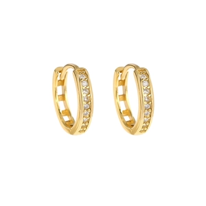 Orecchini a Cerchio in Argento Sterling 925 con Singola Fila di Strass per Donna Orecchini Huggie Placcati in Oro 18K Gioielli di Moda