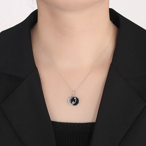 S925 sterling silver starry sky necklace with blue moon and star pendant for women