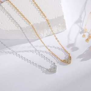 S925 Sterlingsilber Herz Anhänger Halskette Für Damen Exquisite Zirkonia Vergoldet 14K Gold Schlüsselbein Kette Schmuck
