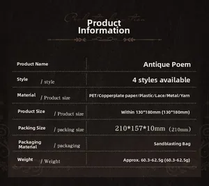 Detailed technical specifications for Antique Verse vintage craft material packs