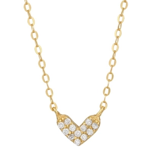 Feine S925 Sterlingsilber 14K vergoldete Herz Halskette mit funkelndem Zirkonia Anhänger