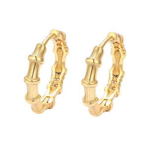 Elegant 925 Sterling Silver Bamboo Joint Hoop Earrings With Zircon Inlay Gold Silver Plated Geometric Earrings For Women Jewelry