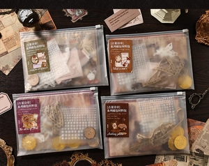 Detailed view of antique poetry series scrapbooking kit with vintage paper and lace