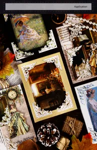 Autocollants de cadre en relief baroque avec peintures classiques sur bois sombre