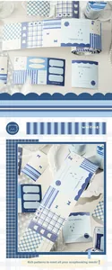 Détail de ruban adhésif washi bleu avec motifs à carreaux et ours pour vos journaux