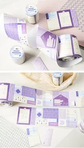 Close-up of long decorative Washi tape rolls with functional to-do lists and cute bunny art
