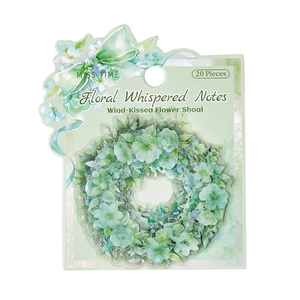 Adesivi PET Floral Whispered Notes con 20 pezzi di disegni di ghirlande di fiori verdi